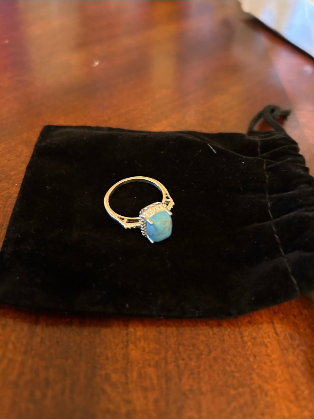 Sterling Silver Turquoise Gemstone Ring - Blue Stone